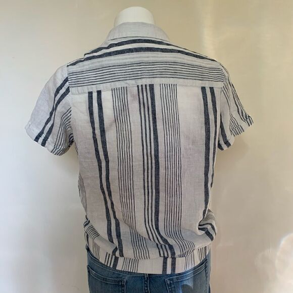 Universal Thread Linen Striped Knot Front Tee - Picture 6 of 8